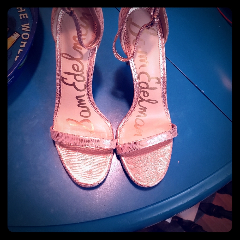 Gold sparkly high heels
